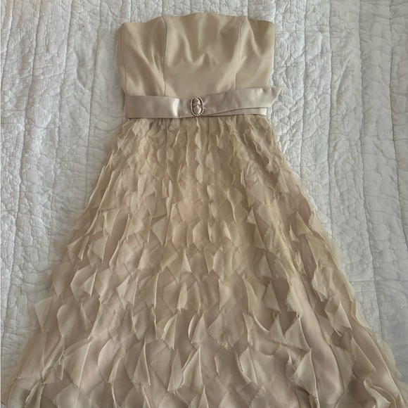 Like new strapless White House Black Market gold /champagne dress - Picture 5 of 8